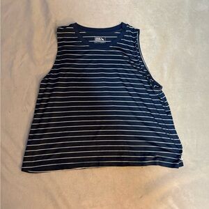 Eddie Bauer Navy and White Striped Muscle Tee